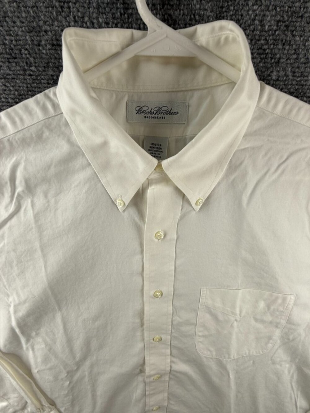 Brooks Brothers BROOKSEASE White Button Down Long Sleeve Shirt 16.5 34 Non Iron